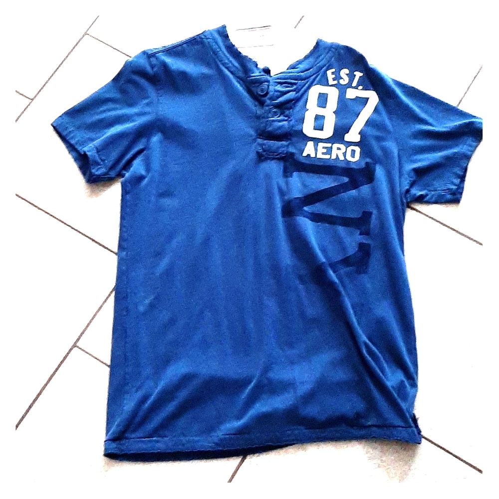 Blue button up aeropostale t shirt